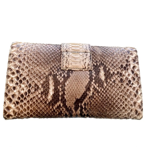 Giornie Genuine Exotic Python Snakeskin Leather Crossbody/Shoulder Bag Clutch - Picture 4 of 5